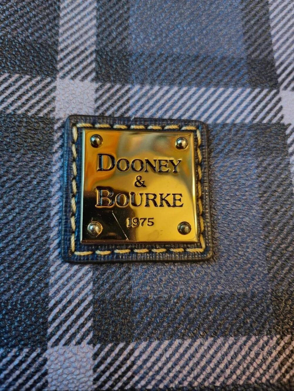 Dooney & Bourke Navy and Gray Plaid Tote EUC